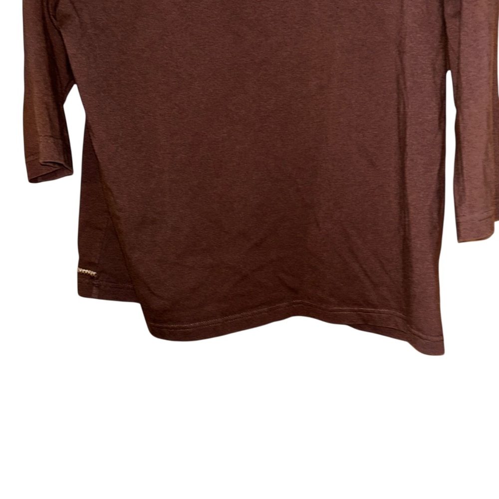 Shenanigans Brown‎ Embroidered Floral 3/4 Sleeve Knit Top Womens Large Boho - Picture 6 of 9